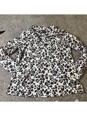 Talbots Leopard Print Long Sleeve Blouse size Small